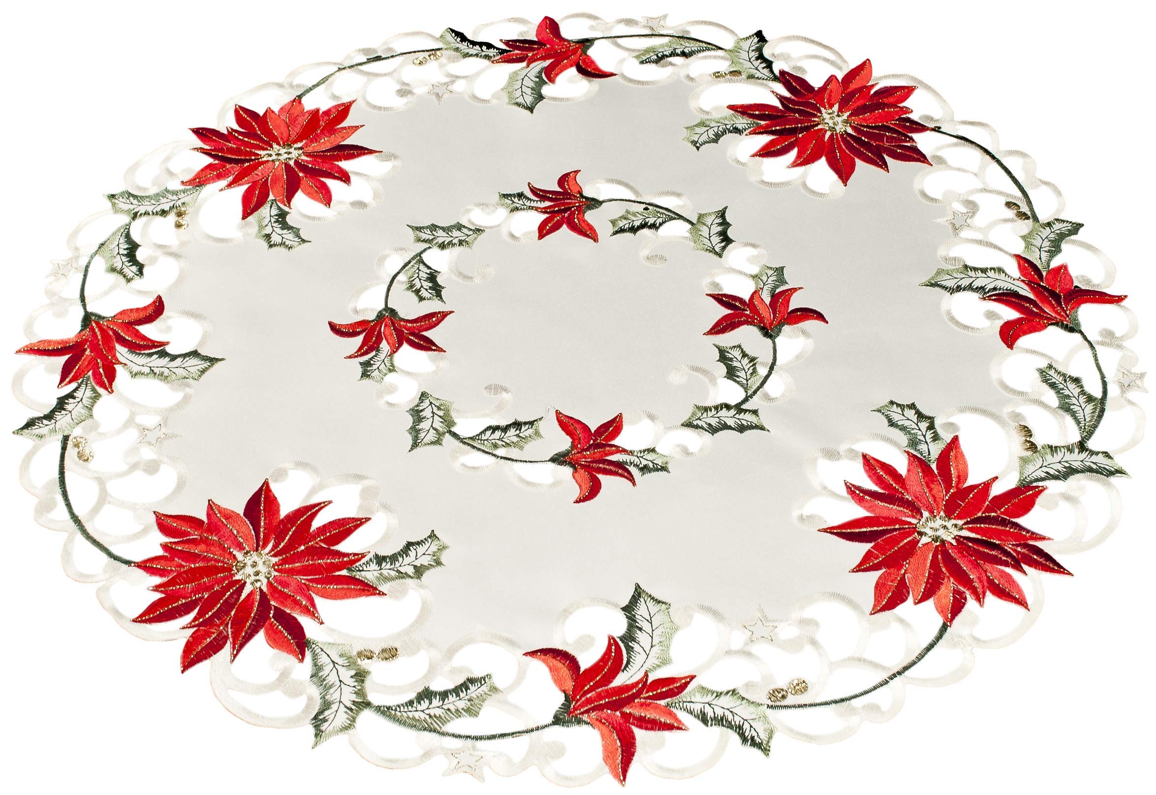 Linens, Art and Things: tapete individual poinsettia redondo marfil, perfecto para centro de mesa