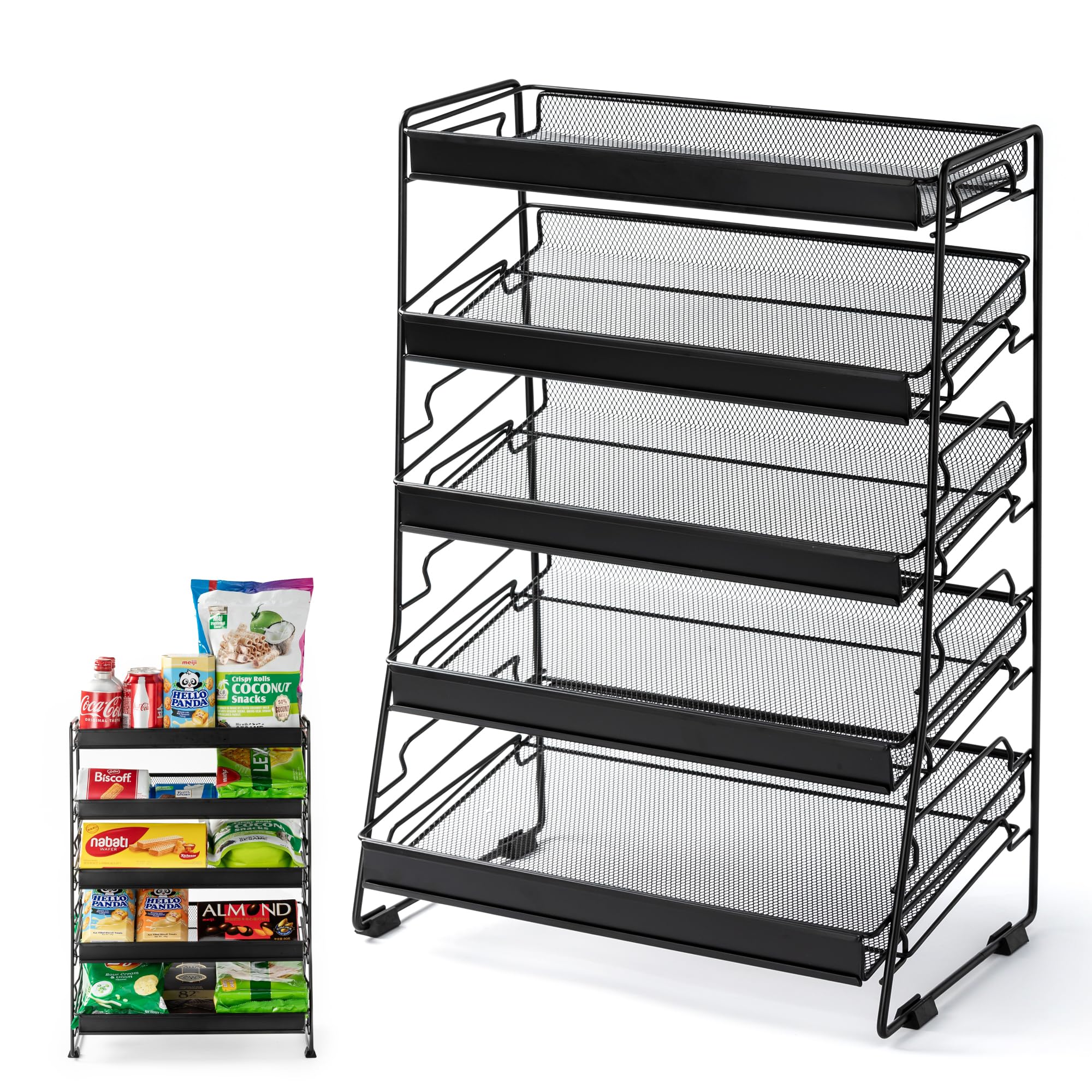 Lineware expositor dulces 5 niveles para mostrador, exhibe meriendas ordenadas