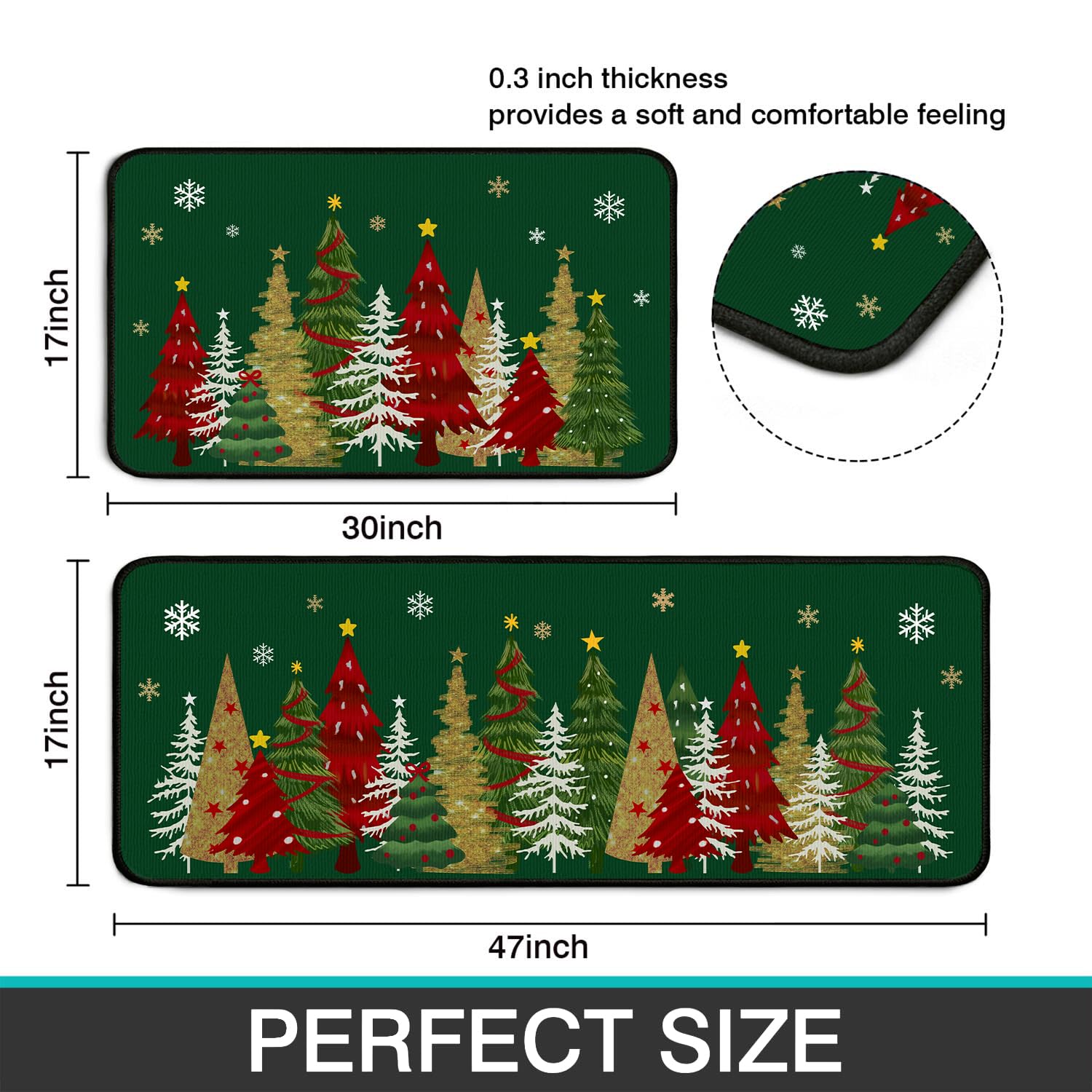 Lingcetger Navidad alfombra grande 17x47 pulgadas, ideal junto al fregadero.