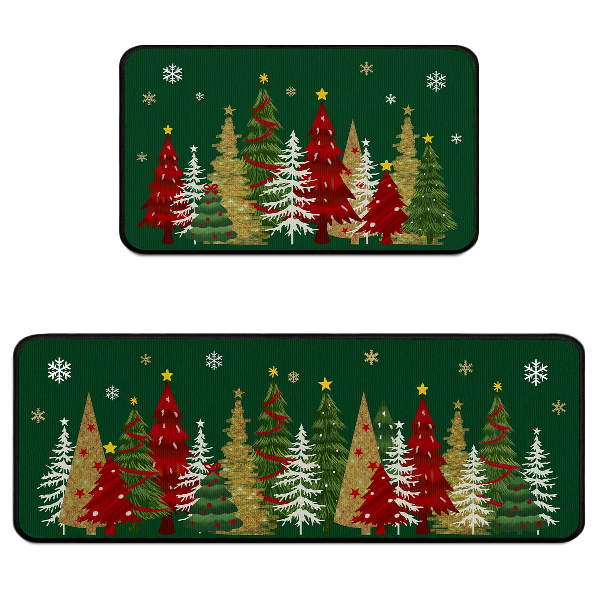 Lingcetger Navidad alfombra de cocina verde, absorbente y antideslizante para el fregadero.