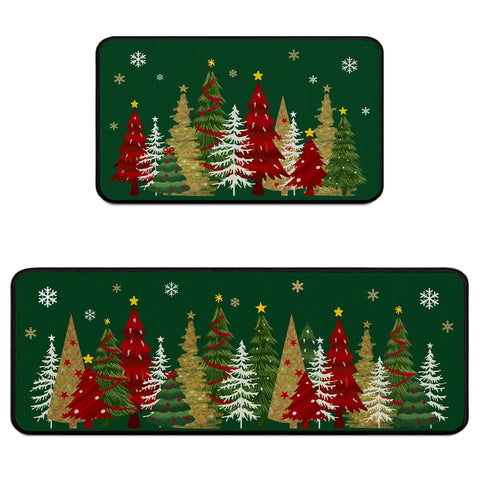 Lingcetger Navidad alfombra de cocina verde, absorbente y antideslizante para el fregadero.