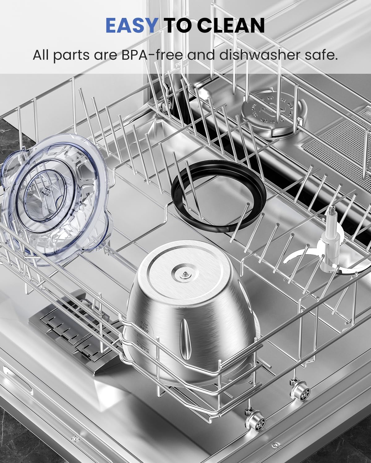 Apto para lavavajillas, facilita limpieza y desinfeccion entre recetas.
