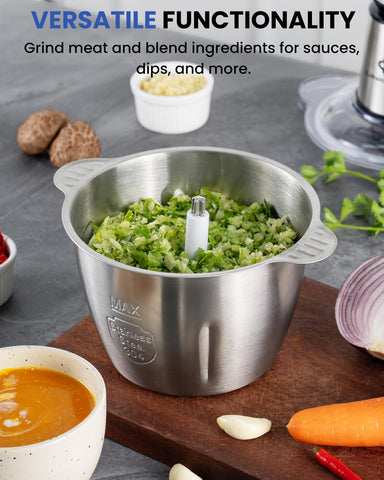 Ideal para preparar ensaladas, salsas y picados rápidos en casa.