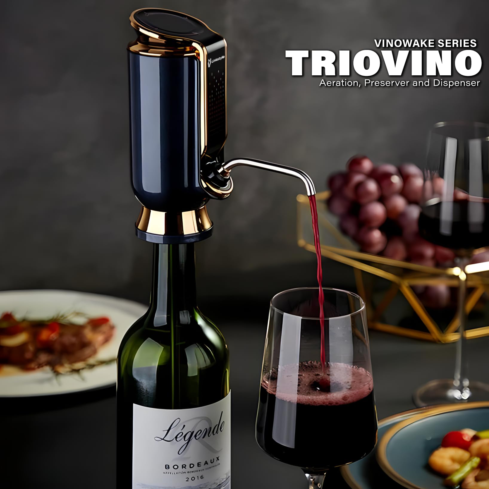 VINOWAKE Triovino dispensador con conservación para porciones medibles.