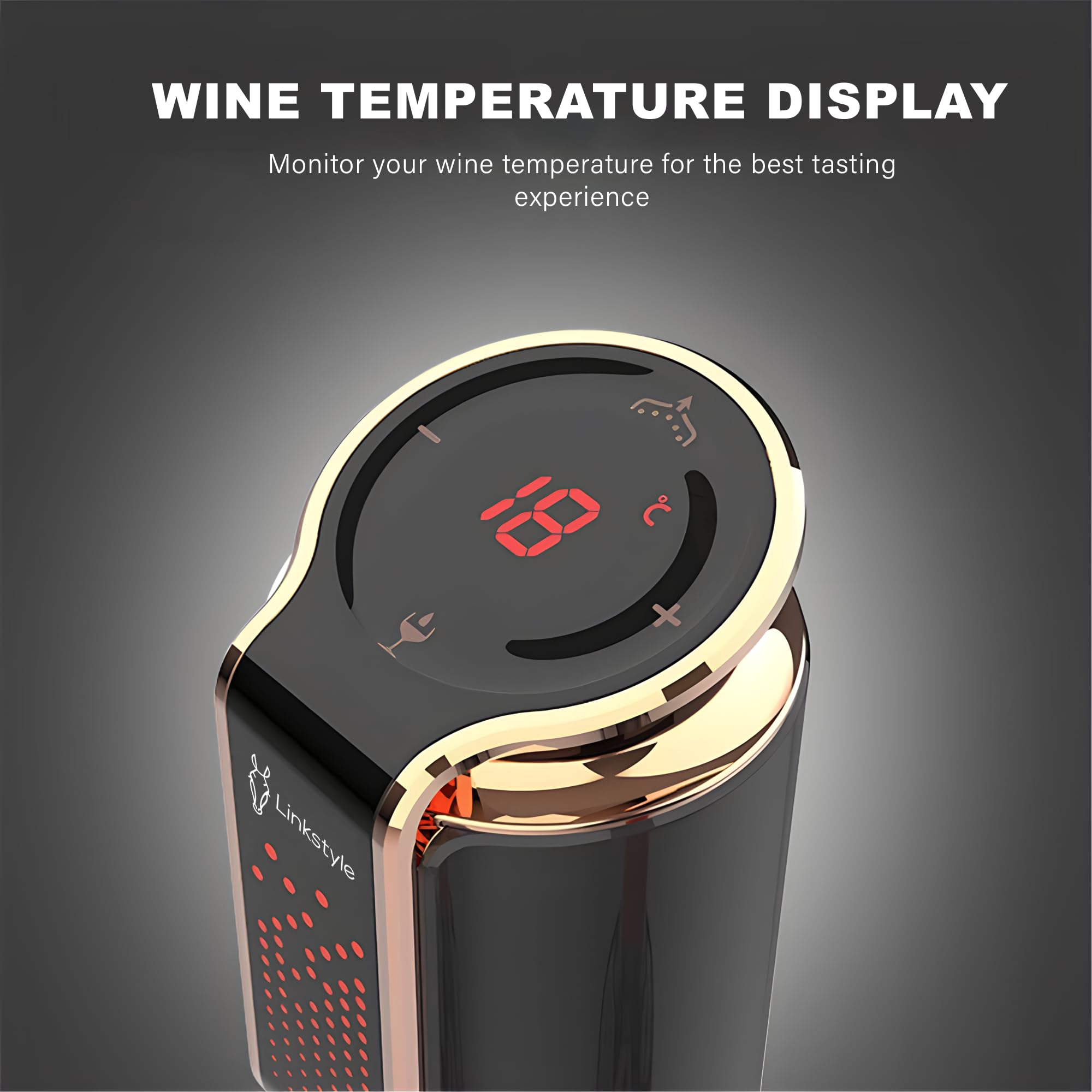 VINOWAKE Triovino indicador de batería y luz LED.