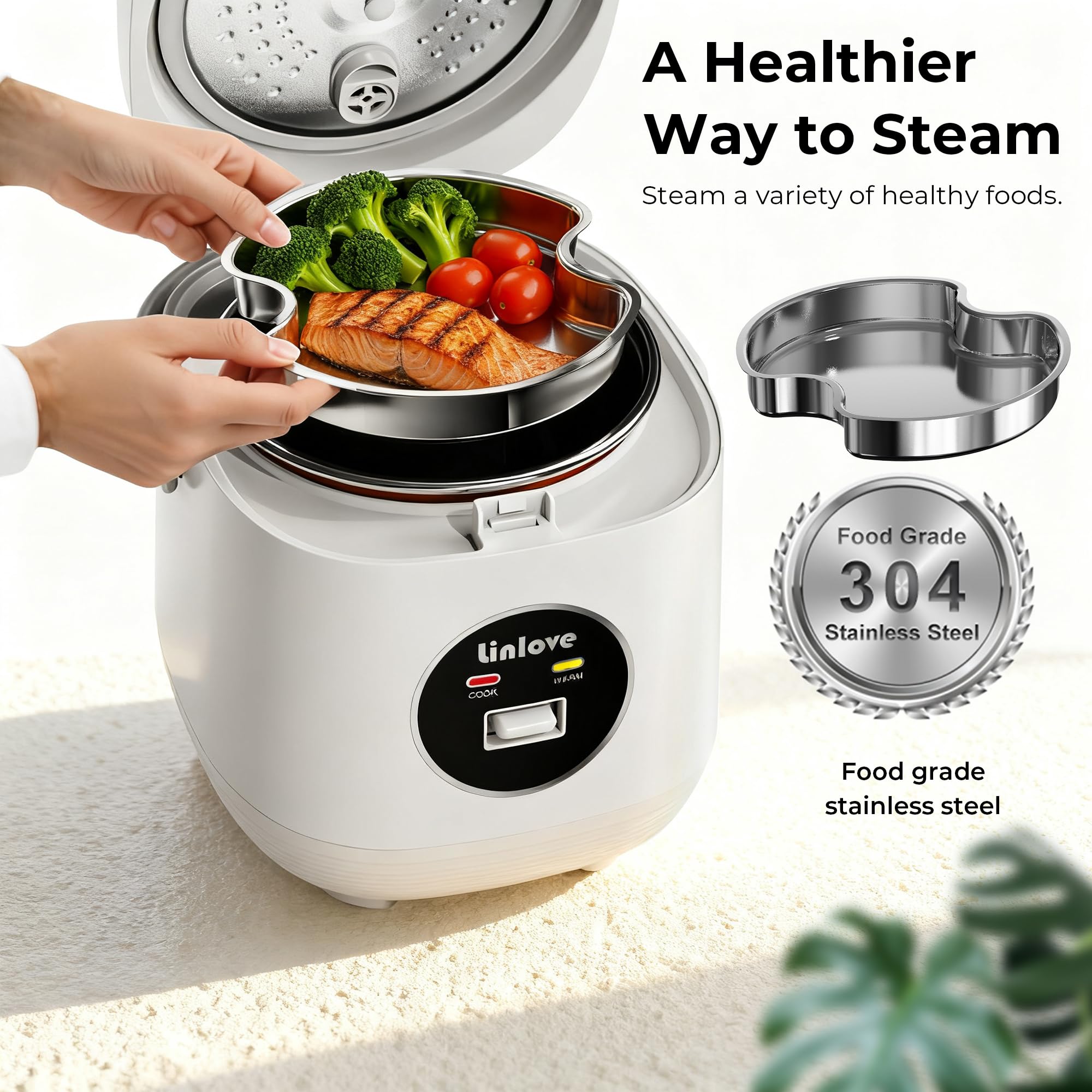 Linlove Olla Arrocera Mini con indicador y luz de encendido para cocinar fácilmente.