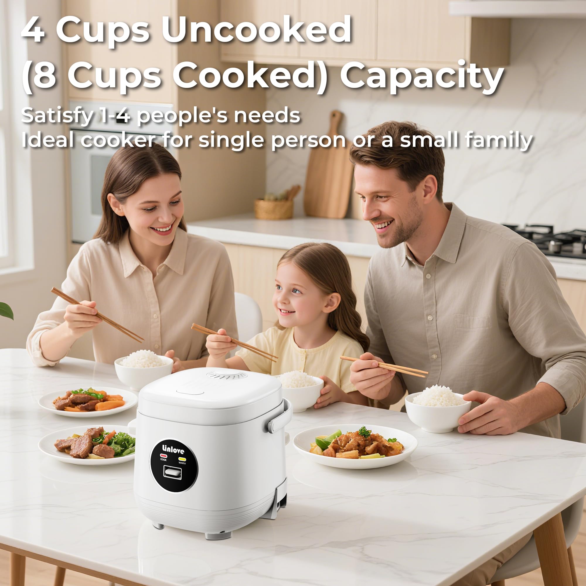 Linlove Olla Arrocera Mini con vaporera de acero para verduras al vapor.
