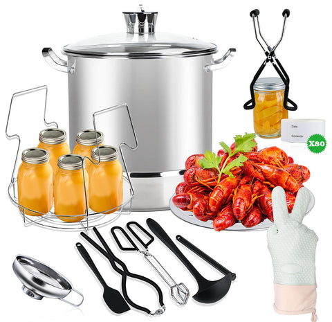 Olla LINMAGCO de envasar 21QT con tapa, ideal para conservar alimentos caseros.