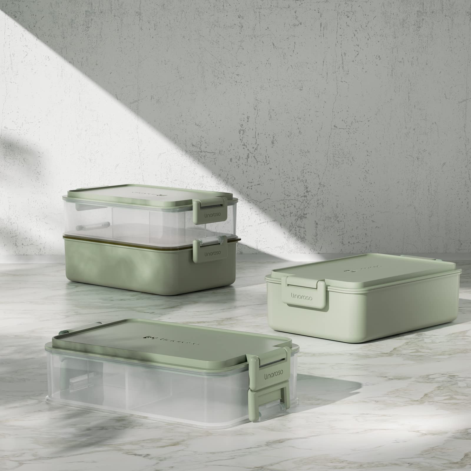 Linoroso Bento Apilable, color menta pálido, diseño refrescante.