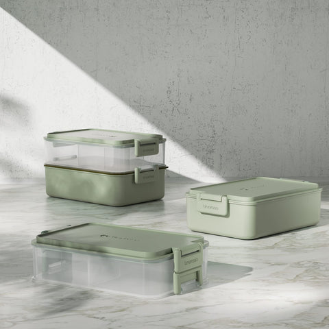 Linoroso Bento Apilable, color menta pálido, diseño refrescante.