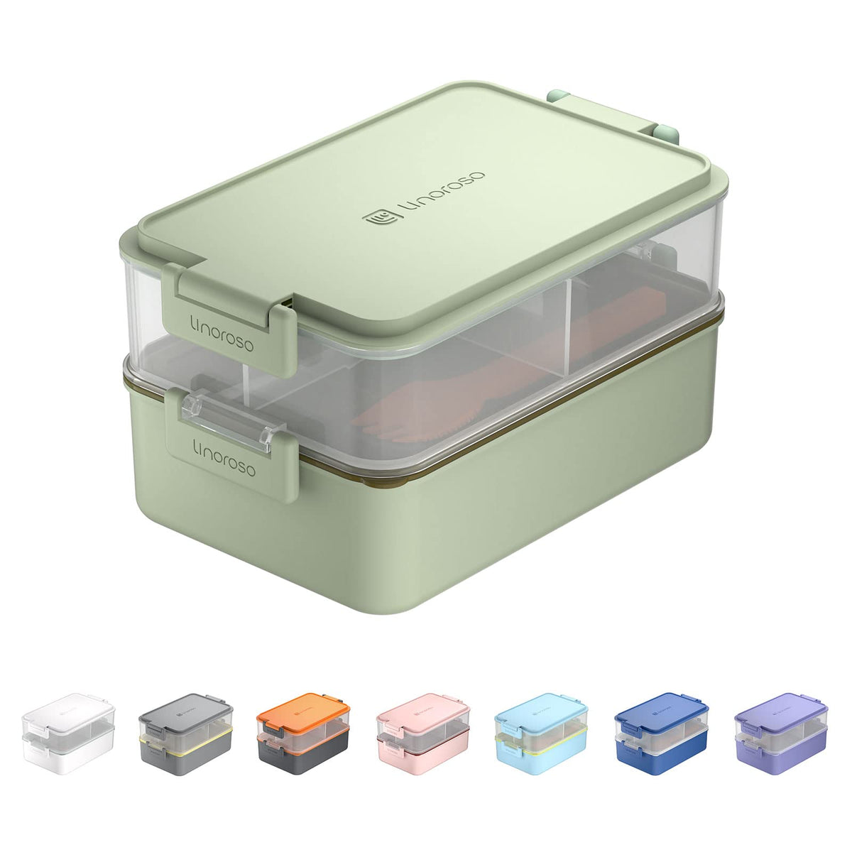 Linoroso Bento Apilable, vista de frente, compacto para almuerzos diarios.
