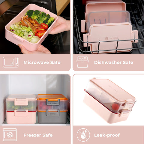 linoroso caja bento apilable apta para lavavajillas, microondas y congelador