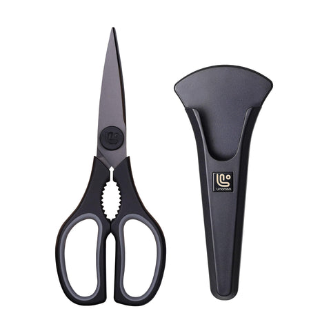 Linoroso tijeras de cocina con soporte magnético para almacenamiento seguro.