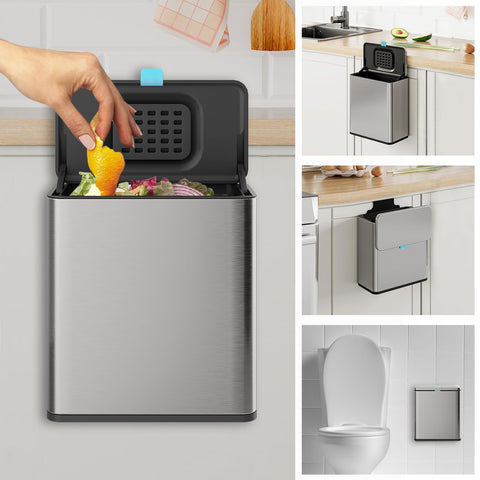 LINSSEN cubo-basura acero inoxidable con tapa interior para uso diario