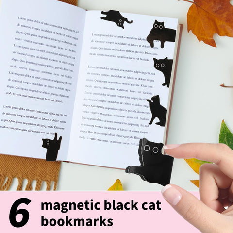 linsuiyyds marcadores magnéticos de gatos negros, útiles para lectura y agenda
