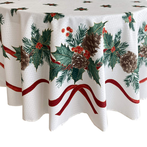 Lintex mantel con borde doble y acebo para reuniones