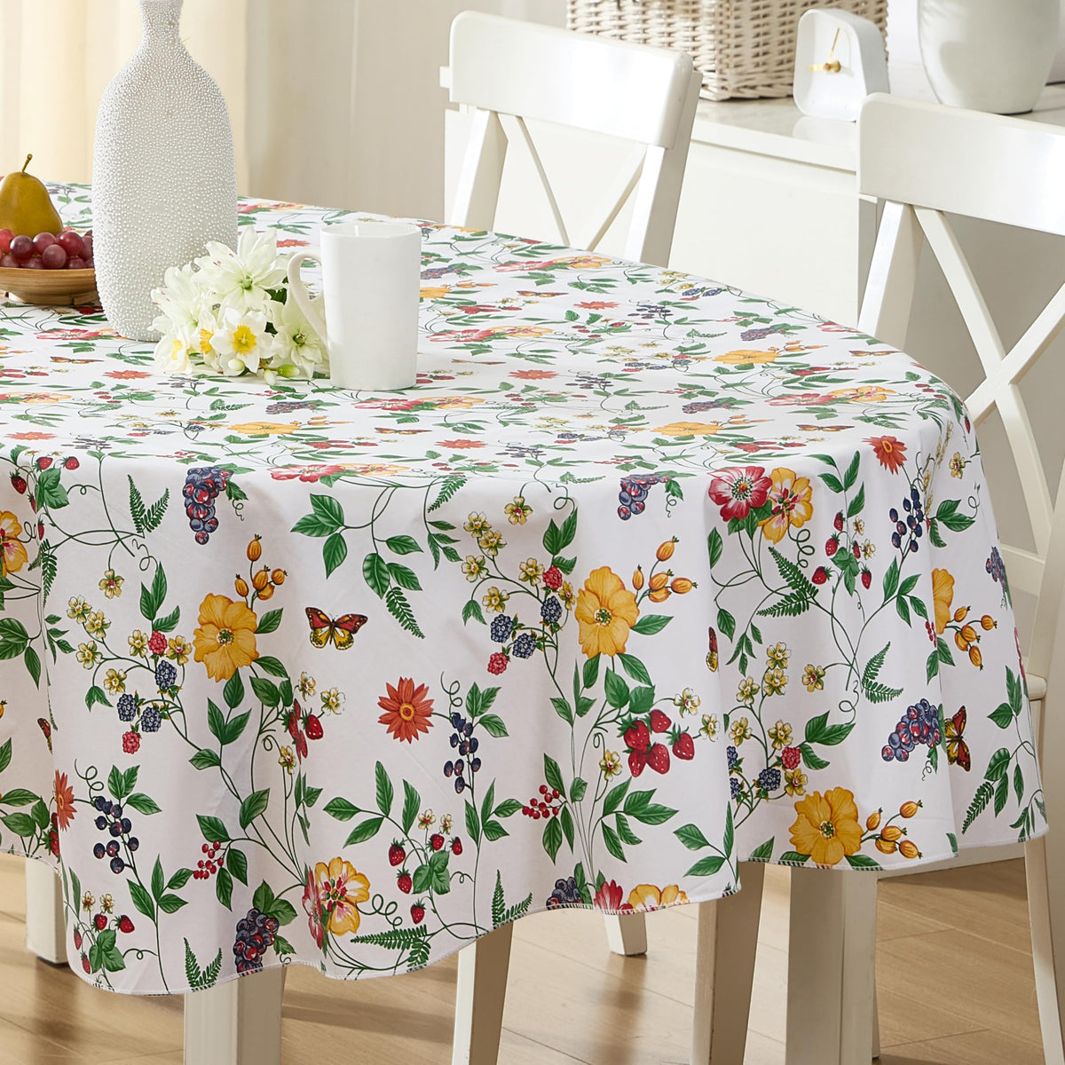 Mantel Lintex jardín bayas y flores, ideal para exteriores