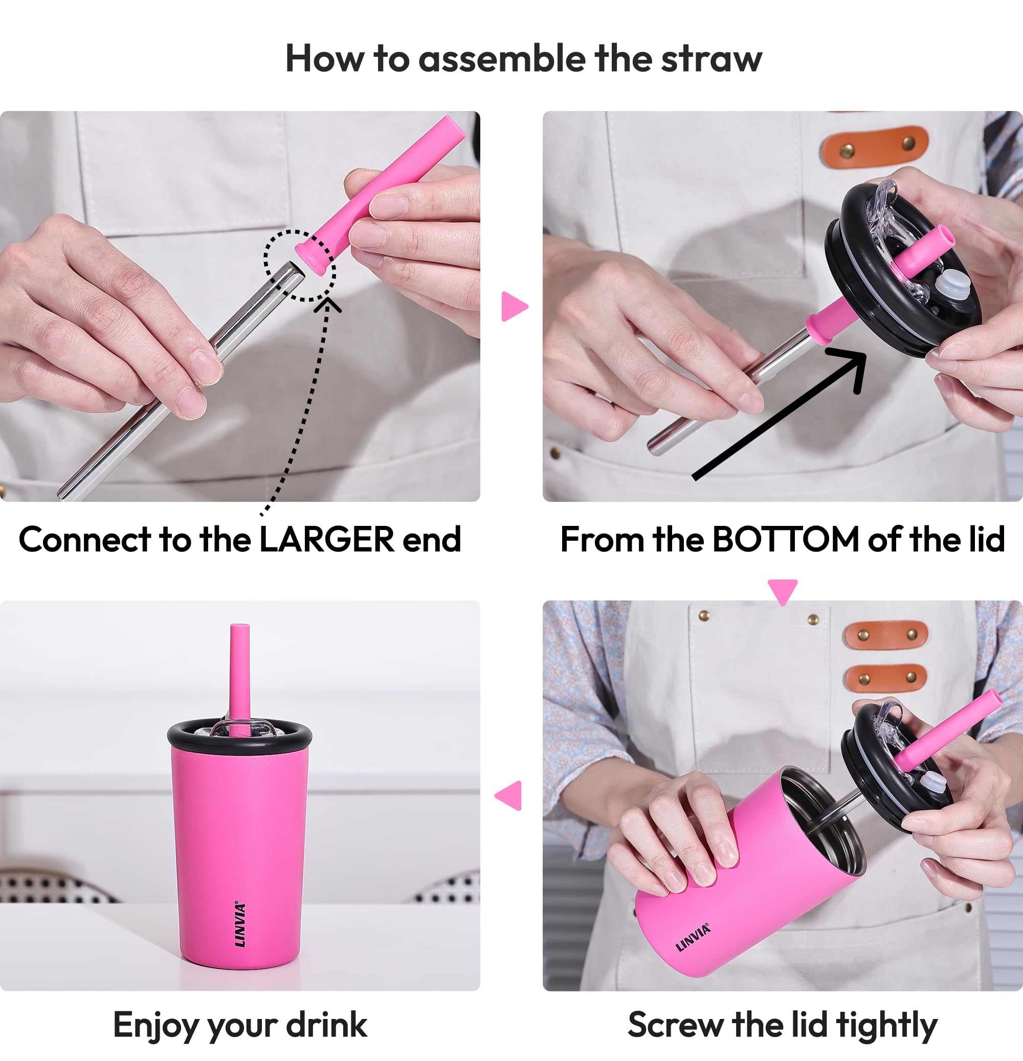 LINVIA Candy Tumbler pajita de silicona reutilizable para beber con estilo