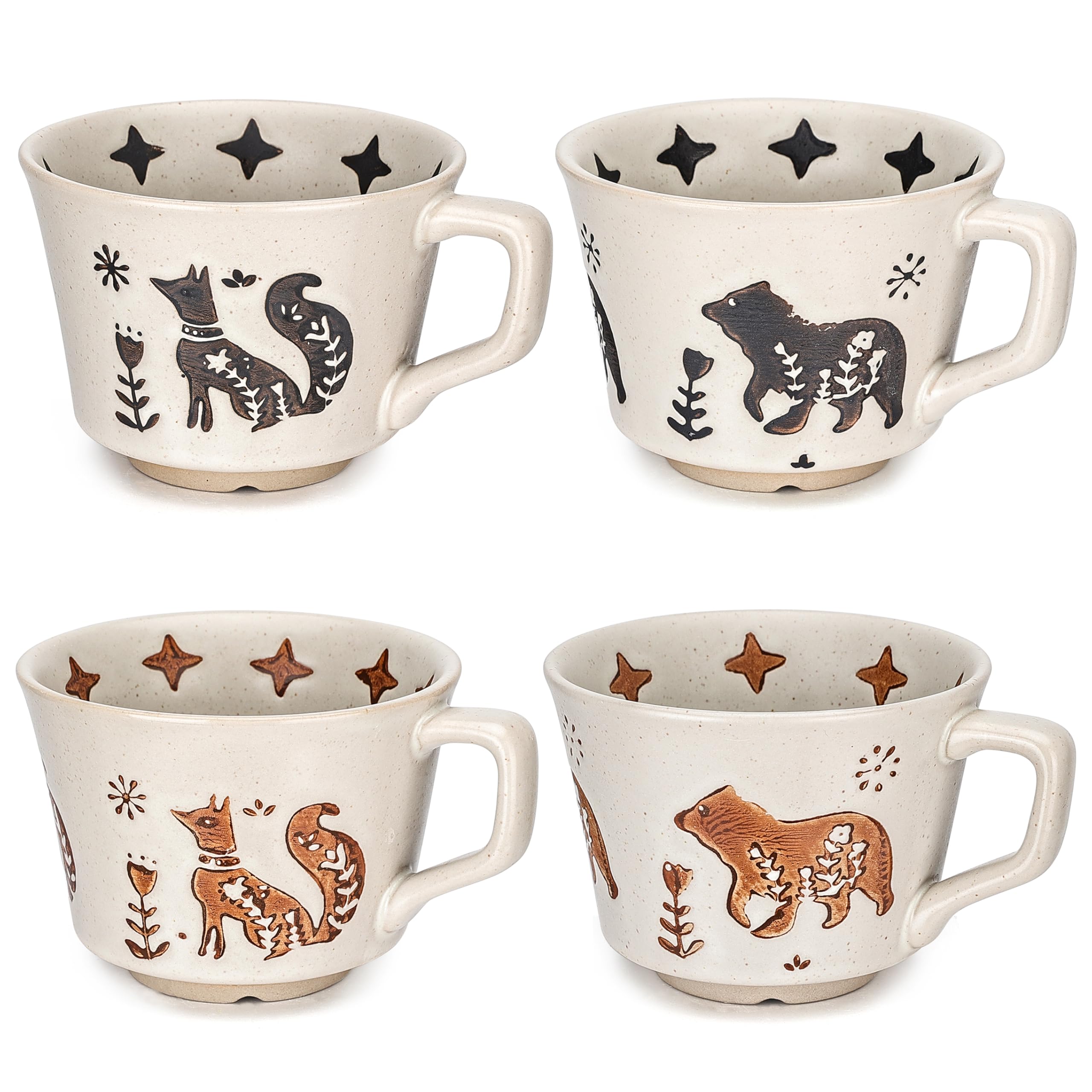 Taza LINVIA con diseño zorro y oso para café matutino