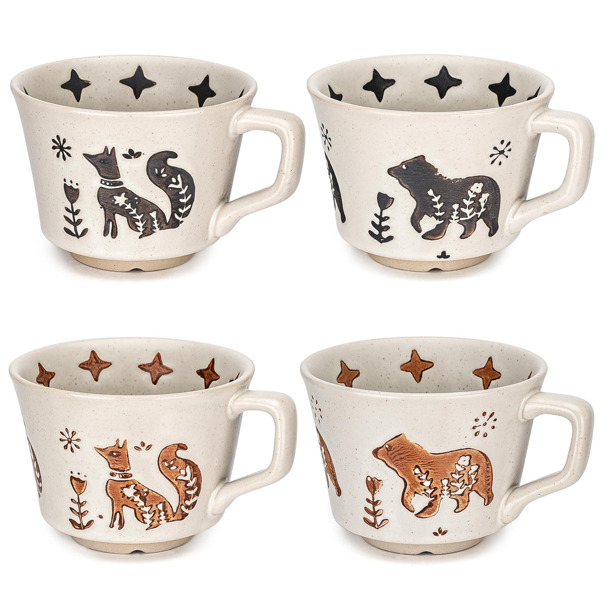 Taza LINVIA con diseño zorro y oso para café matutino