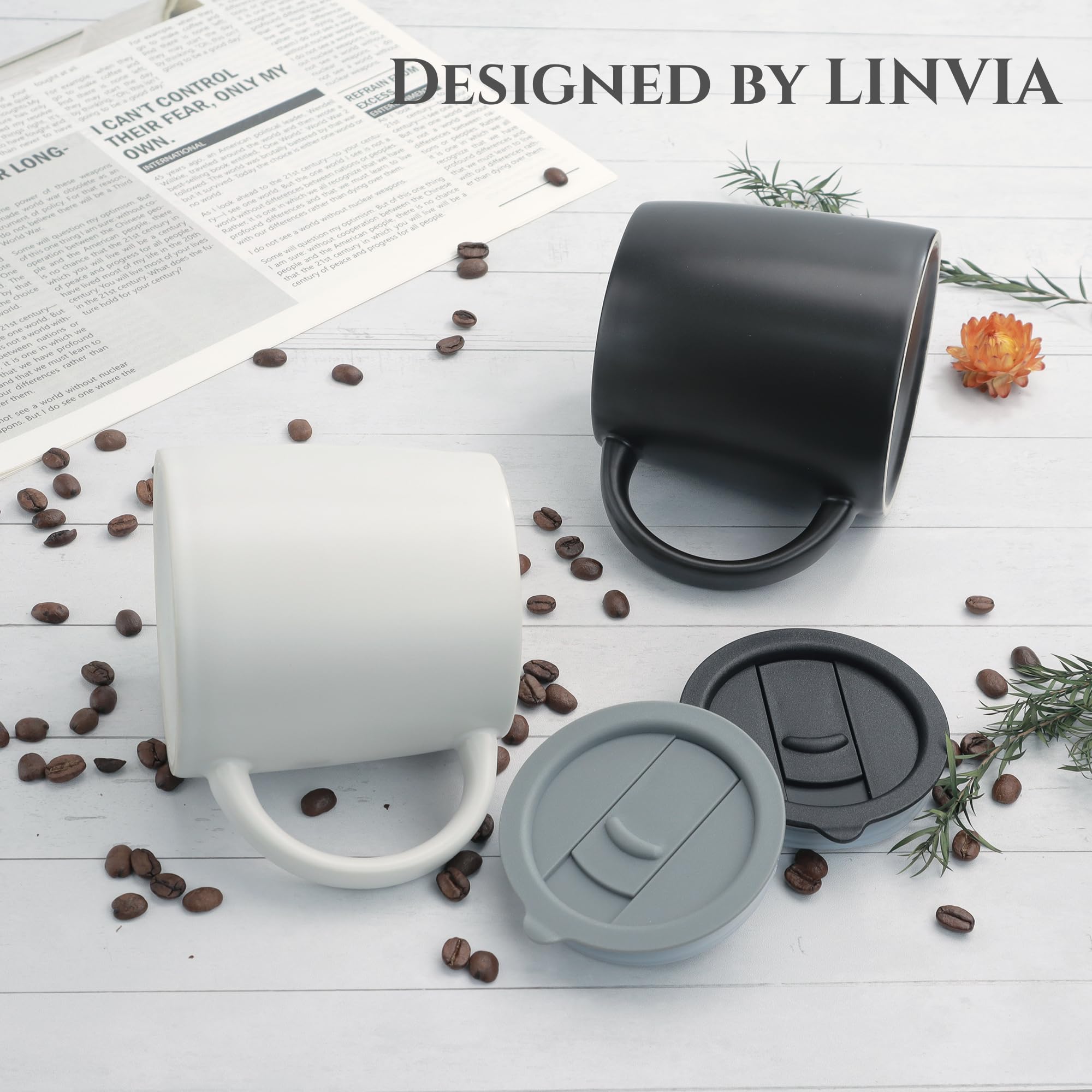 Taza LINVIA Clásica negro con asa, apta para microondas y lavavajillas
