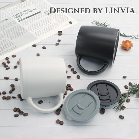 Taza LINVIA Clásica negro con asa, apta para microondas y lavavajillas