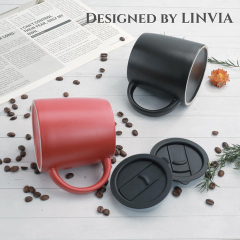 Taza de cerámica LINVIA Classic apta para microondas y lavavajillas.