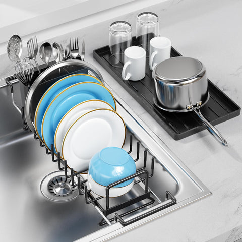 LIONONLY escurridor de platos en fregadero extensible para ahorro de espacio