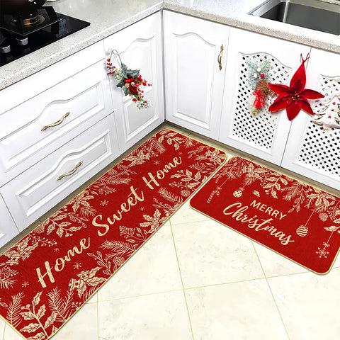 Decoraciones navideñas en alfombra LIOQUN para pasillos y entradas.
