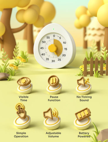 LIORQUE temporizador visual para niños, dial central, facilita medir el tiempo sin mirar números.
