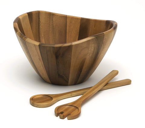 Lipper International bowl-onda-acacia: tazón grande para servir ensaladas con estilo.