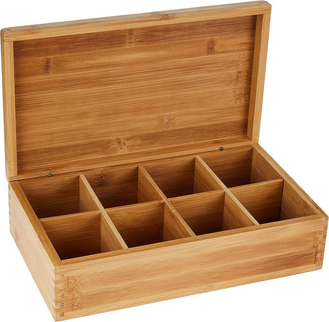 Caja de té Lipper International con 8 compartimentos organiza tés con estilo