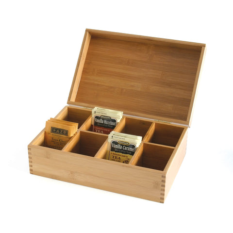 Caja de té Lipper International de bambú con acabado natural
