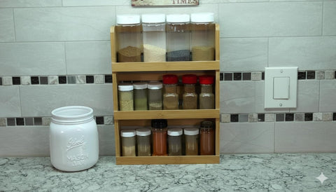 Detalle del material de bambú, estante Lipper International, sostenible y duradero.