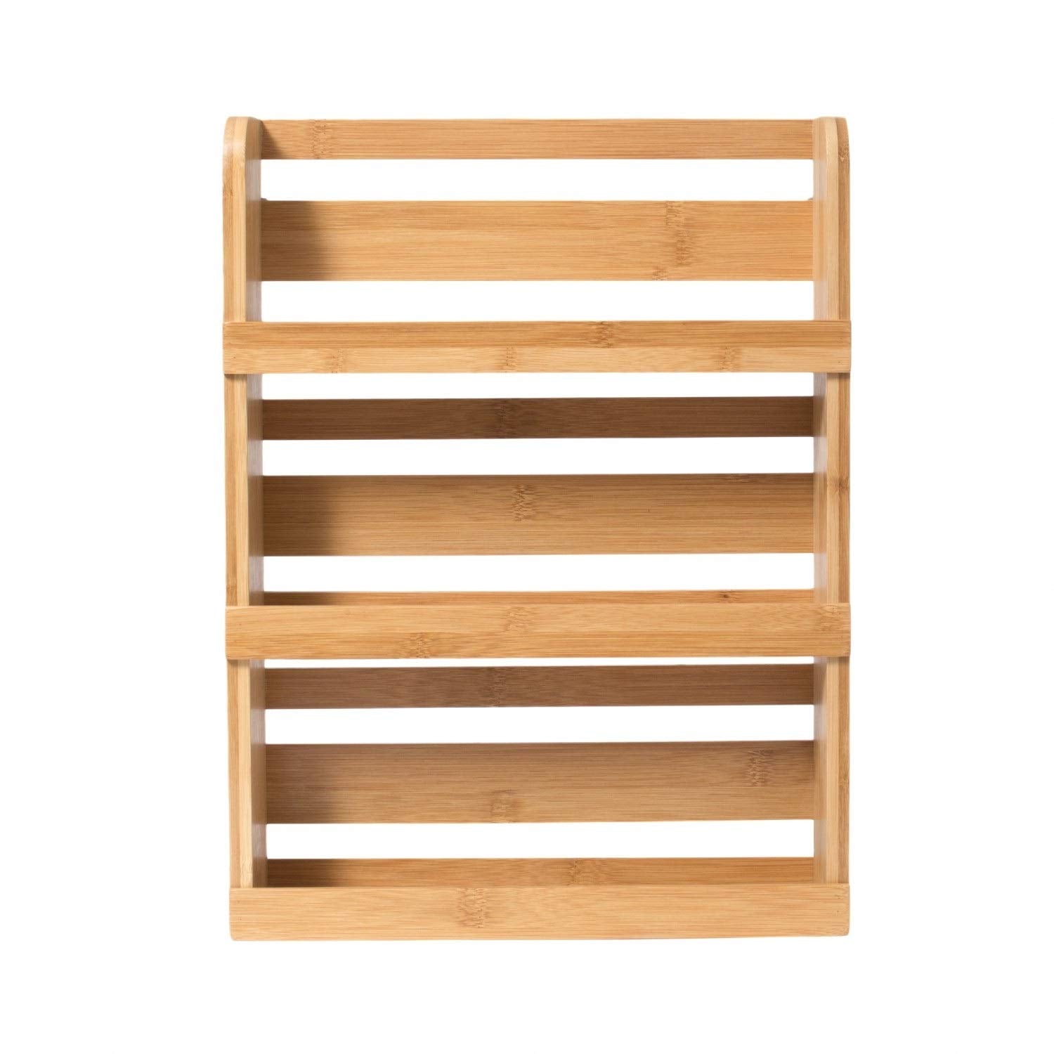 Estante de bambú Lipper International frontal, ideal para organizar especias en la cocina.