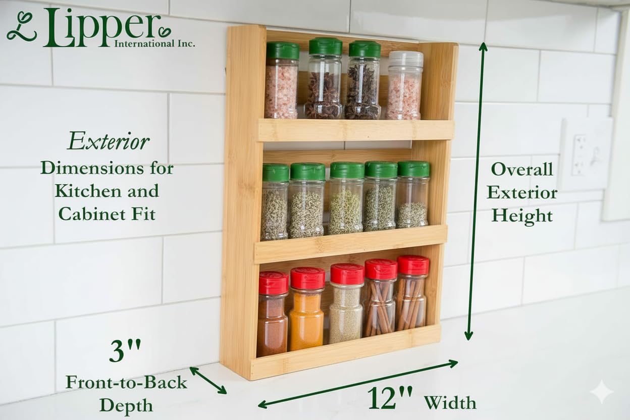 Vista superior del estante Lipper International, diseño compacto para almacenamiento vertical.