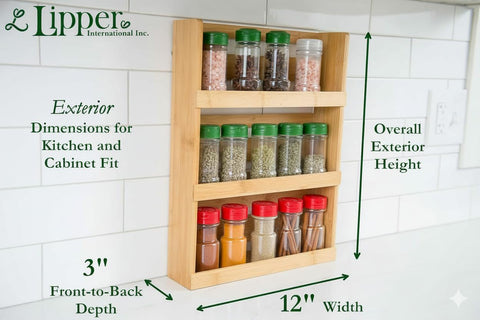 Vista superior del estante Lipper International, diseño compacto para almacenamiento vertical.