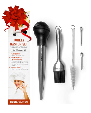 Liquid Solution turkey baster para cocinar, mantiene jugosidad en la carne.