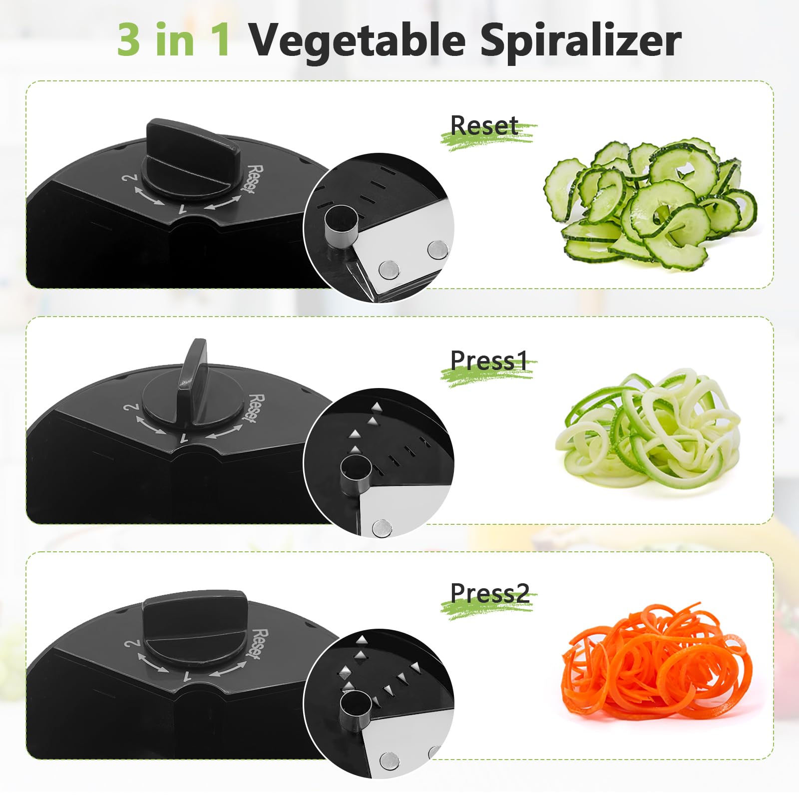 Lisa Enjoyment espiralizador cuchillas de acero inoxidable mantienen filo para verduras firmes