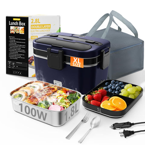 LISHZEN lonchera eléctrica con doble capa de 2.8L para comidas completas y rápidas