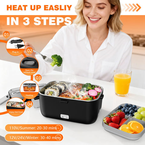 LISHZEN lonchera eléctrica accesorios completos: bolsa aislante y cubiertos incluidos.