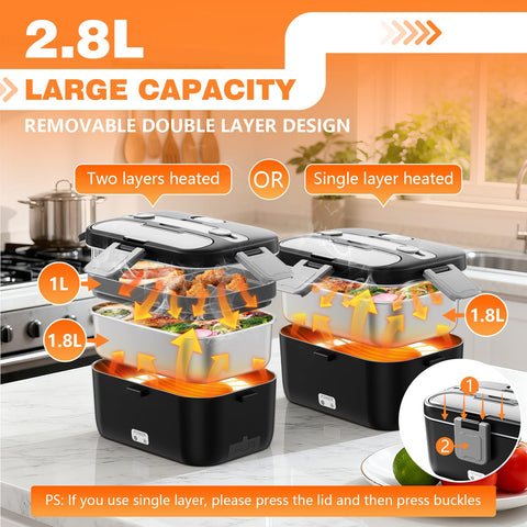 LISHZEN lonchbox calentamiento rápido de 100W para comidas calientes en ruta.