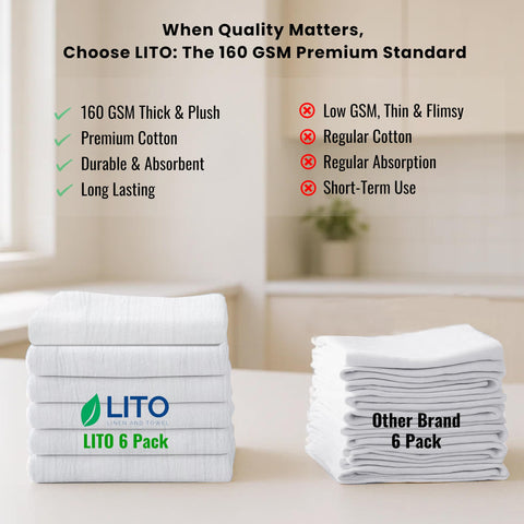 LITO LINEN AND TOWEL: toallas absorbentes para cubrir superficies y secar utensilios.