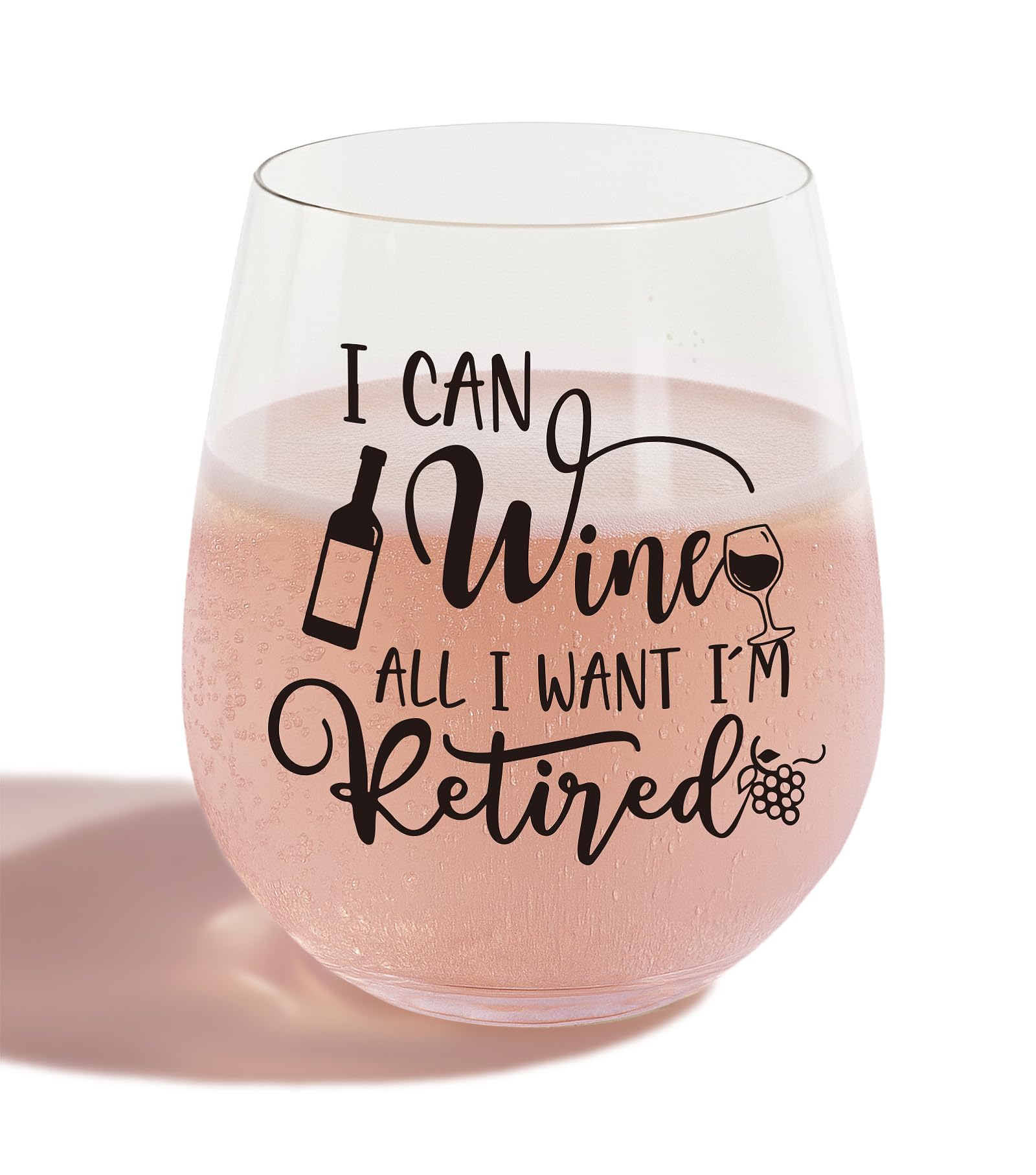 Copa de vino Littlebigger sin tallo, diseño gracioso para fiestas de jubilación.