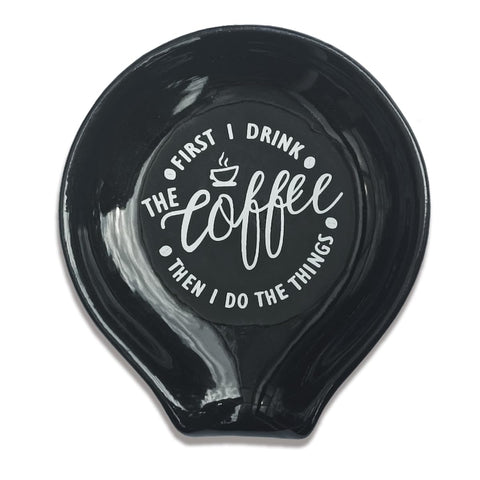 Littlefa porta-cucharas ceramico con frase cafe, ideal para ordenar cucharas con estilo