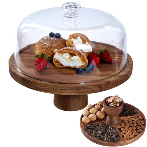 LiTY Bandeja para pasteles redonda con tapa de 30 cm, ideal para servir con estilo.
