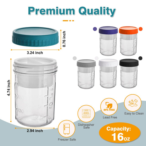 Liuruiyu jarros de vidrio boca ancha 16 oz, fáciles de llenar y limpiar.