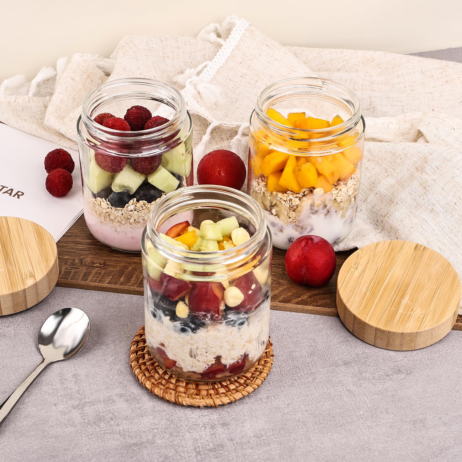 Liuruiyu frascos de vidrio versátiles para yogur, especias y azúcar
