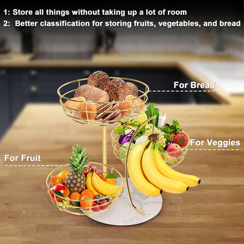 Livabber cesta fruta tres niveles, diseño estable para mesa.