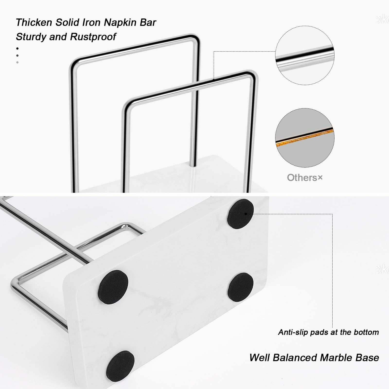 Porta-servilletas Livabber con diseño moderno en metal y acabado cromado.
